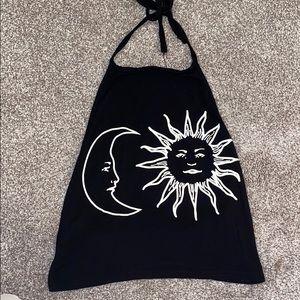 Blackness Sun & Moon High Neck Tie Crop Top